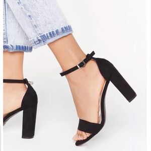 Nasty Gal Shut Up And Dance Faux Suede Block Heels